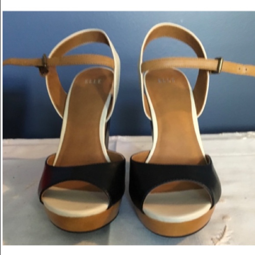 NWOT ELLE WEDGES IN 3 TONE COLORS! SUPER STYLISH! WEAR THEM AND WEAR THEM WELL! - Picture 2 of 4